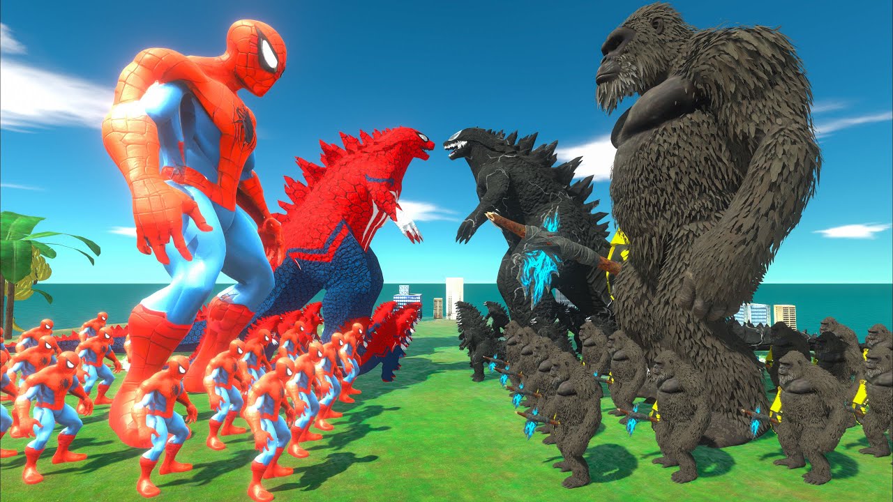 Growing Spiderman x Spider GODZILLA VS Venom GODZILLA x Kong - Animal Revolt Battle Simulator