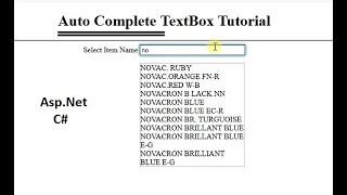 How to Create Autocomplete TextBox in Asp.net c# Using Ajax Tool | swift learn