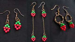 ❤️ EASY diy earrings // strawberry beads earrings// jewelry making