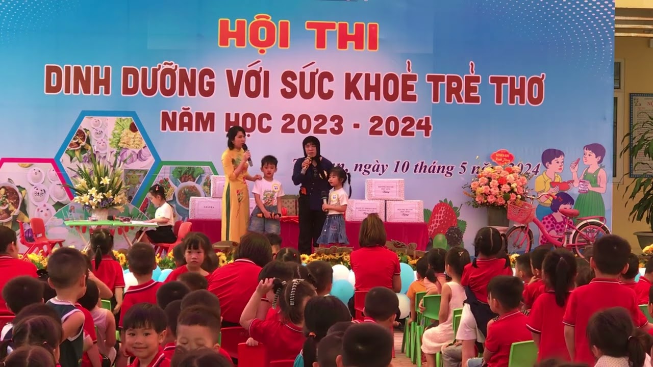 Thi dinh dưỡng trẻ thơ trg MN Tự Lạn( màn chào hỏi đội số 3)