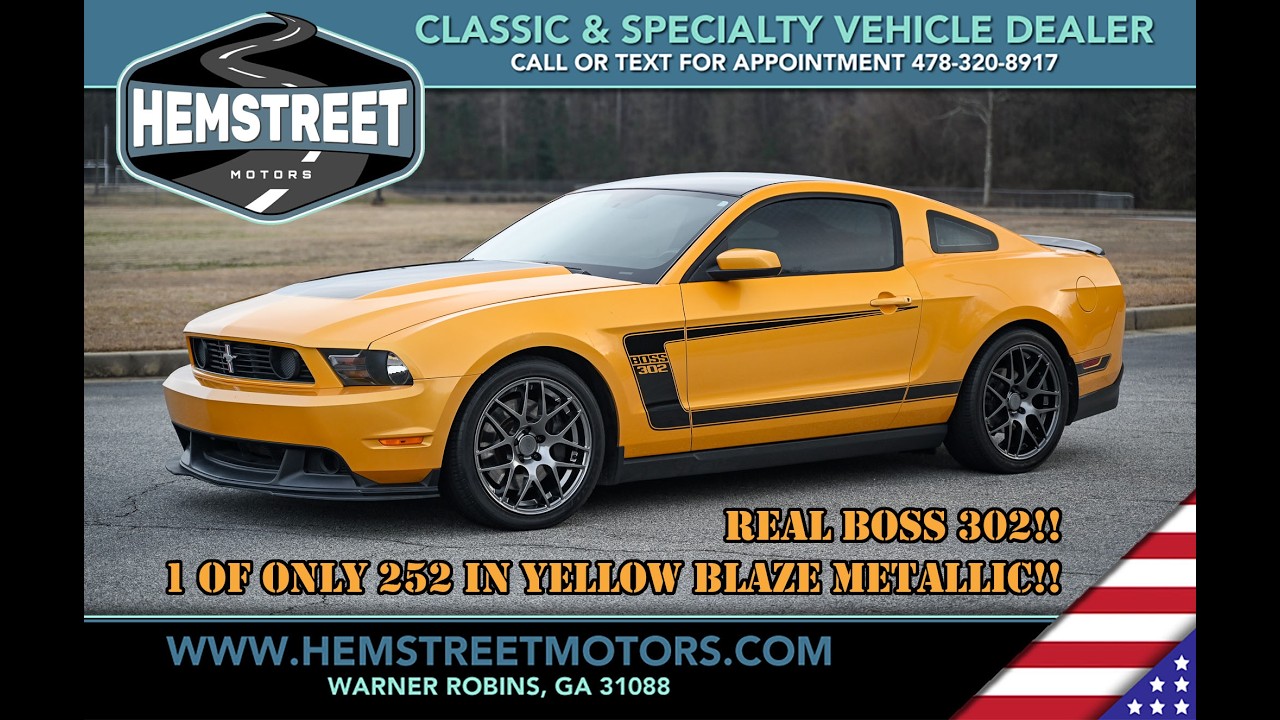 2012 Boss 302 Blaze yellow Metallic! For Sale by Hemstreet Motors!