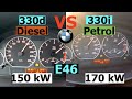 Acceleration Battle | E46 | BMW 330i vs 330d | 170 vs 150 kW | Power vs Torque