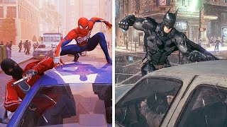 SpiderMan Stops a Car Vs Batman Stops a Car