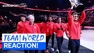 😎 Ben Shelton, Frances Tiafoe & John McEnroe react after Team World's Laver Cup win | 2023 Laver Cup