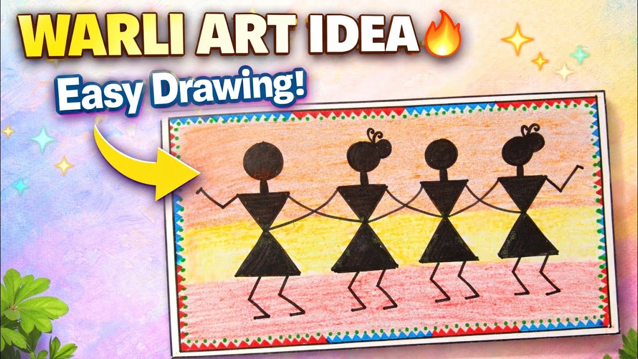 Beautiful warli art step by step| Dancing group warli images 