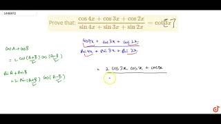Prove that: `(cos4x+cos3x+cos2x)/(sin4x+sin3x+sin2x)=cot3x`