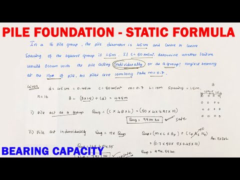 foundation engineering numerical | pile carrying capacity | static formula | pile foundation problem