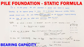 foundation engineering numerical | pile carrying capacity | static formula | pile foundation problem