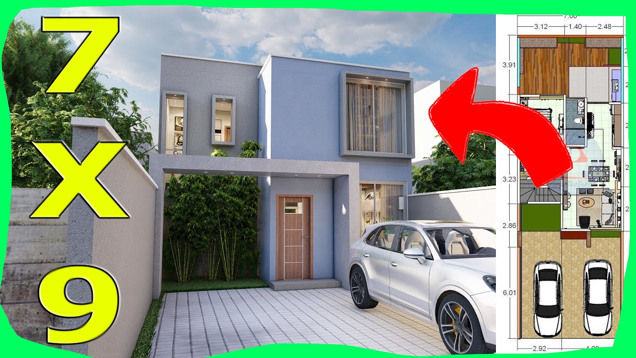 Casa de 7x9 DOS Plantas 3 RECAMARAS Ideas de Casas Modernas - YouTube