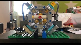 Lego 4 cylinder radial pneumatic engine (blows up)