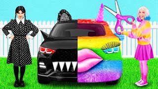 Rainbow Car Vs Black Car Challenge By Parara