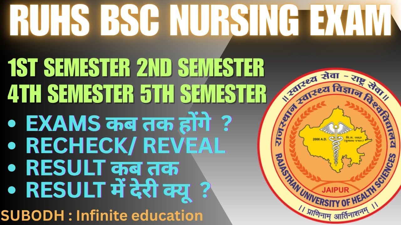 RUHS BSCNURSING EXAMS कब तक होंगे ? Reveal  Recheck का Result कब आयेगा ? Exams मे देरी क्यों ? 