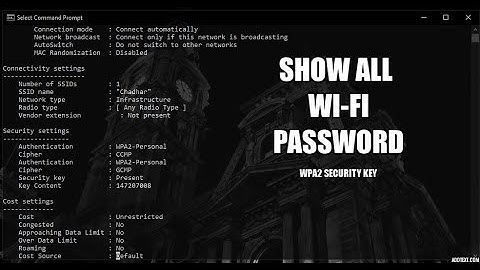Show All Wi-Fi passwords using command prompt | CMD | Windows 10/8/7