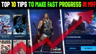 top 10 tips to make fast progress in mff | must watch video for new players | marvel future fight