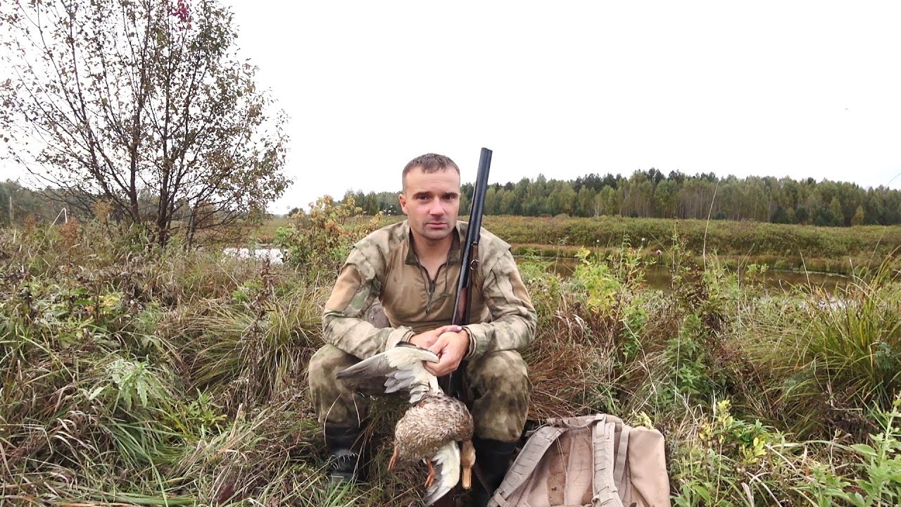 ОХОТА С ПЛАХОЙ НА УТКУ. СЛОЖНАЯ ДОБЫЧА С ПОДХОДА. ИЖ-54.