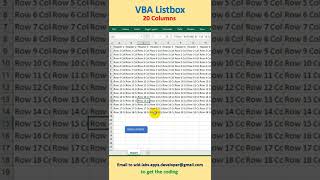 VBA Listbox 20 Columns #Shorts