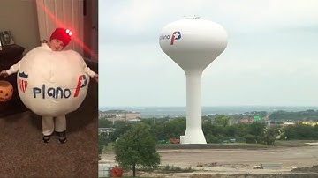 Plano Water Tower Demolition Recreated by Boy for Halloween