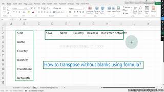 How to transpose data WITHOUT BLANKS using formula | MS Excel Tips & Tricks