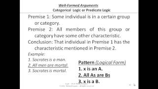 03-3-10-11 Logic Form - Patterns of Categorical or Predicate Logic