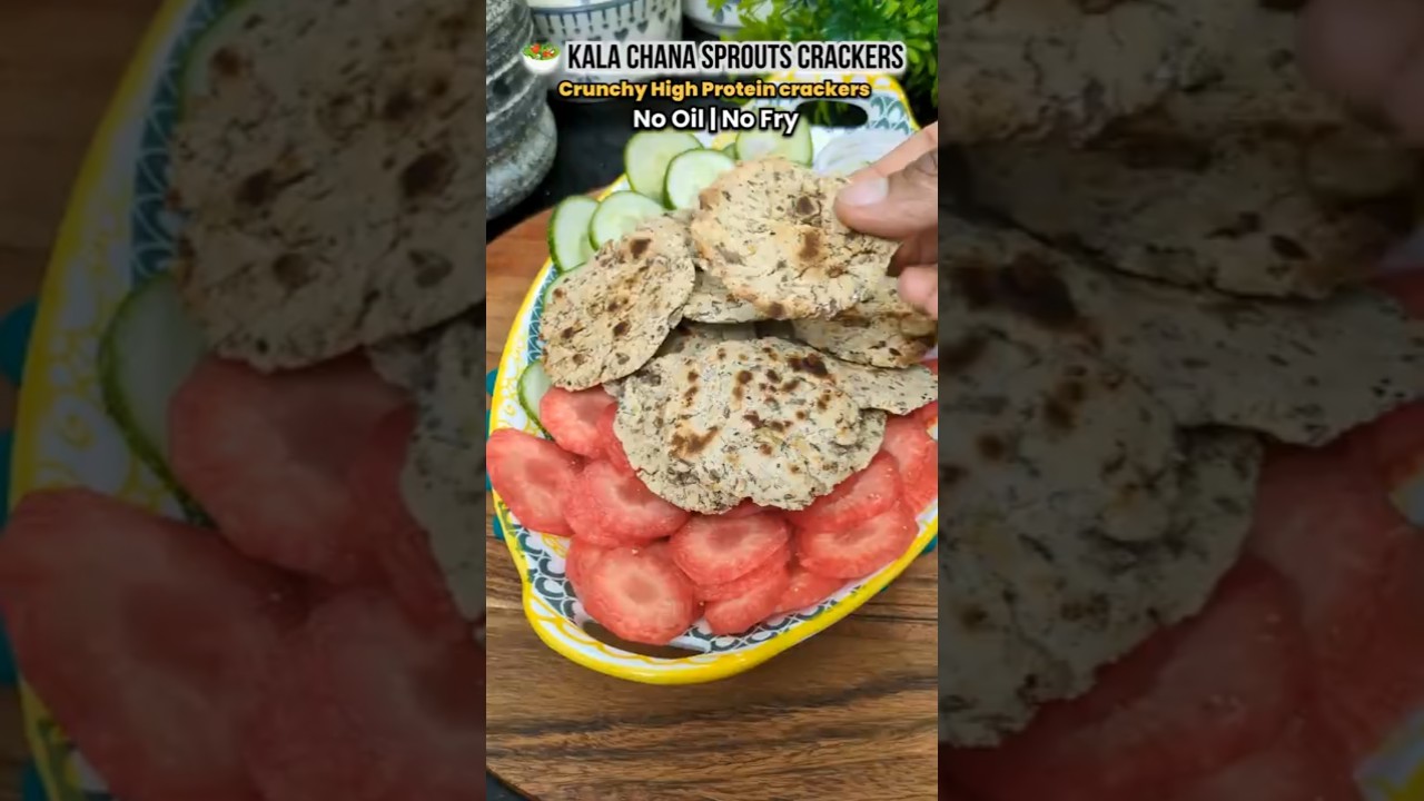 Day 16/30, Kala Chana Sprouts Crackers 🔥| No Oil No Fry Protein Snack | Healthy Viral Crunch Recipe😋