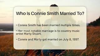 Who Is Connie Smith Married To? - Country Music Chronicles