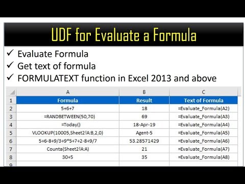 VBA: User Defined Function to Evaluate a Formula || Get the text of Formula || FORMULATEXT Function