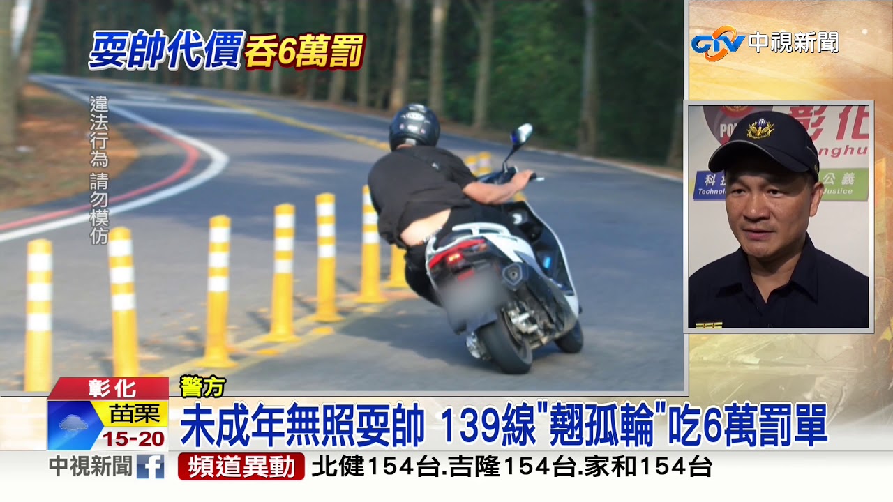 未成年無照耍帥139線 翹孤輪 吃6萬罰單 中視新聞20191203 Youtube