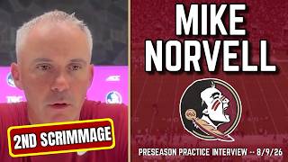 Mike Norvell Preseason Practice Interview 8-9-26 | FSU Football | Florida State Football | Warchant