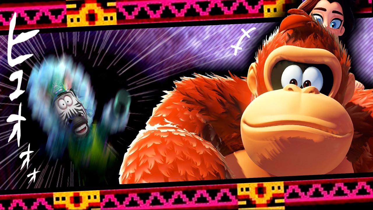 ドンキーコングさん、シマウマを崖に落としてしまう【ドンキーコング バナンザ 氷河の階層】