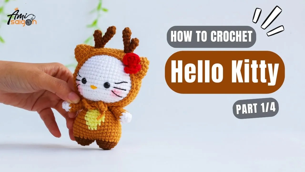 #942 | Hello Kitty In Reindeer Amigurumi (1/4) | How To Crochet Characters Amigurumi | @AmiSaigon