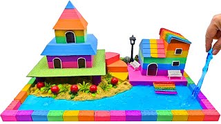 DIY Miniature Kinetic Sand House | Making Villa House has Pool with Kinetic Sand, Slime ASMR ​#119