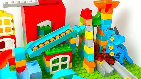 Satisfying Building Block Coaster Marbles Run Race ASMR - Relaxing Duplo Marble Race