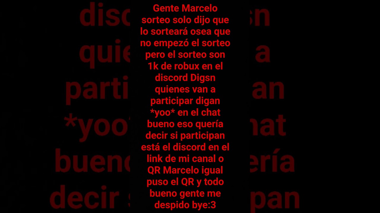 tiene que poner yo en el canal de discord llamado gente participada en sorteos