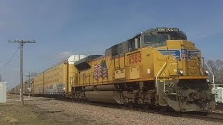 UP 8588 - SD70ACe Pulls Vehicle Train
