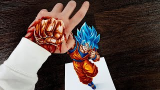 Drawing Goku's Revenge 3D Illusion | Dragon Ball Goku Super Saiyan Blue