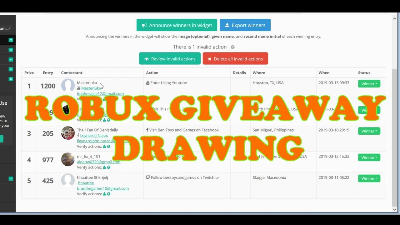 Robux GiveAway Winner Drawing. Who's won? Let's Check It Out Now. - YouTube