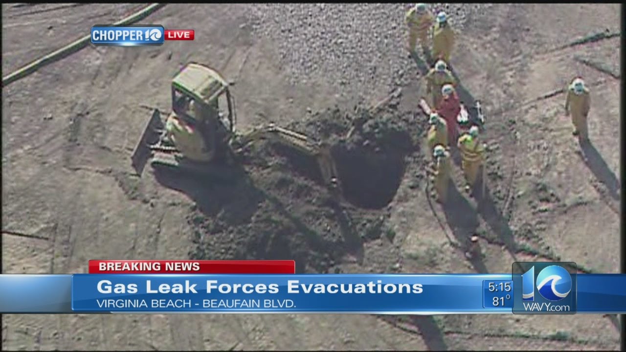 Gas leak forces evacuations in Va. Beach - YouTube
