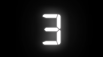 3 seconds countdown timer (V2). No sound, digital, stomp effect, white, black background. 4K