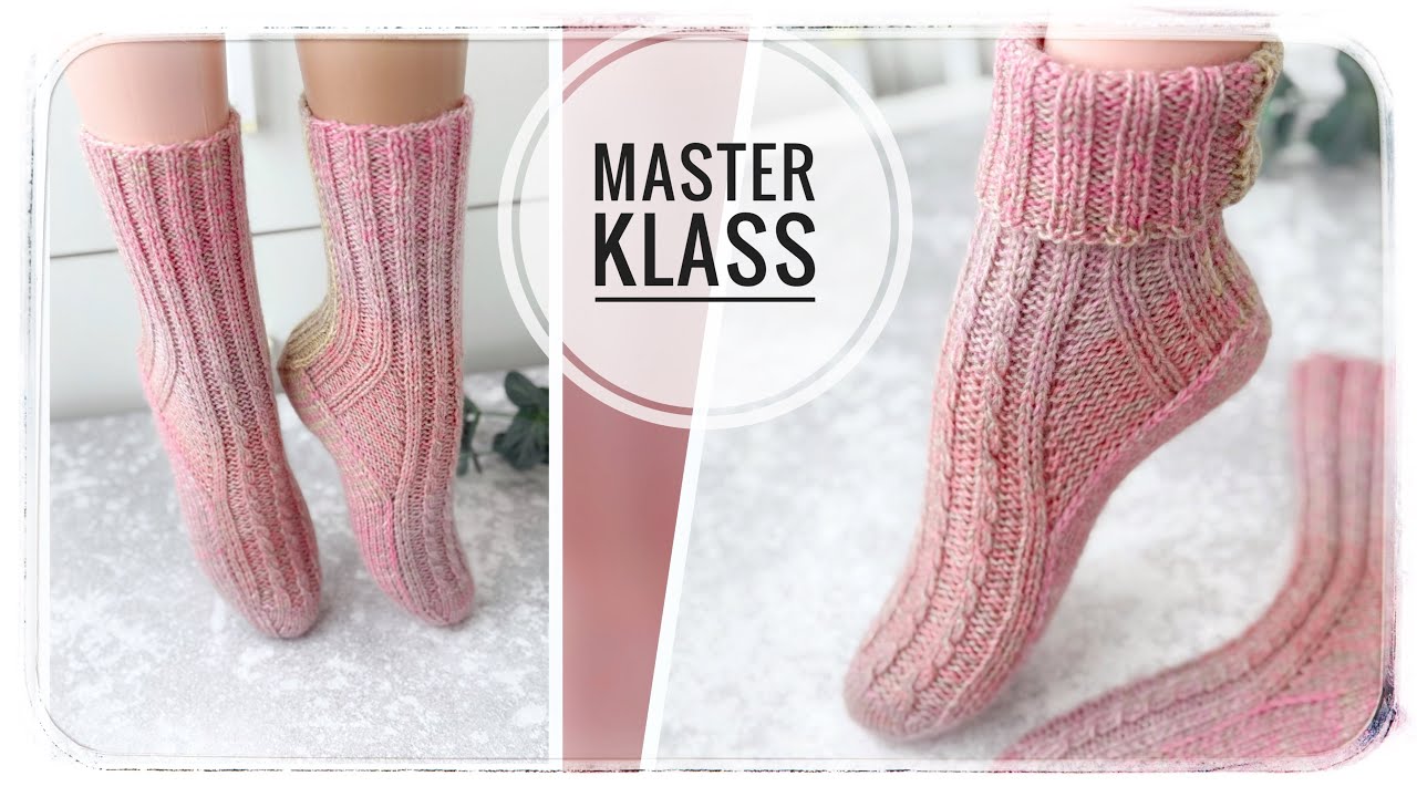 Авторские носки на двух спицах с перевернутой пяткой подковой. Мк для начинающих.  knitting socks
