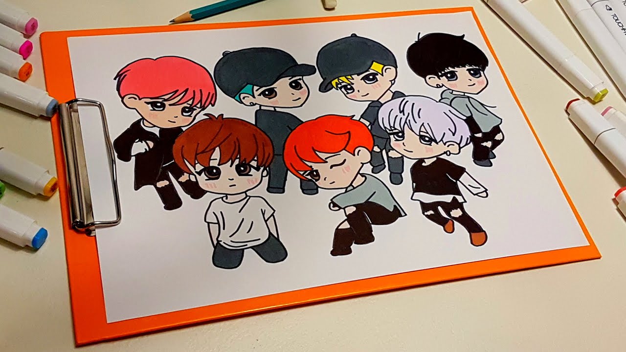 Cómo dibujar BTS Chibi. How to Draw BTS Chibi - thptnganamst.edu.vn