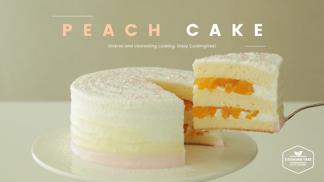 ⁣🍑사랑스러운🍑 복숭아 케이크 만들기 : Peach cake Recipe - Cooking tree 쿠킹트리