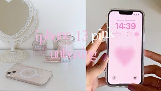 iPhone 13 128gb pink 🎀 + accessories unboxing | 2023 | asmr | lofi music