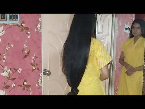 Bed Time Hair Care Of Indian long Hair Woman - YouTube