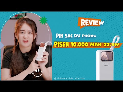 Pin sạc dự phòng Pisen 10.000 mAh 22.5W tích hợp 4 cáp sạc