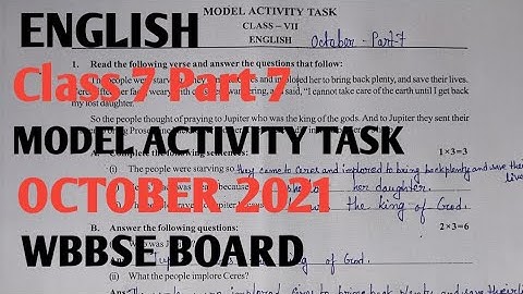 Class 7 PART 7 ENGLISH MODEL ACTIVITY TASK ইংরেজি OCTOBER 2021