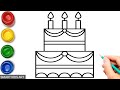 How to draw a birt.ay cake  birt.ay cake drawing  smart kids art