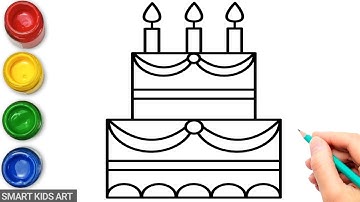 How To Draw A Birthday Cake | Birthday Cake Drawing | Draw Smart