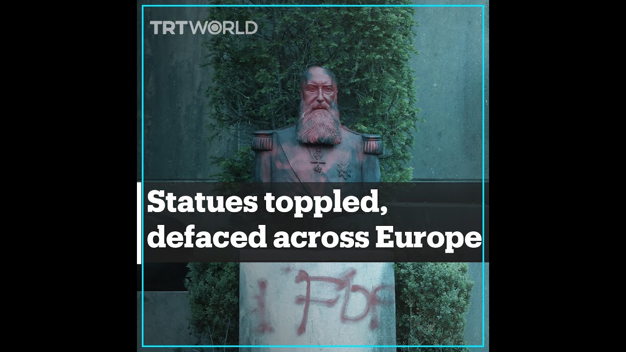 Statues of colonial figures toppled and defaced across Europe