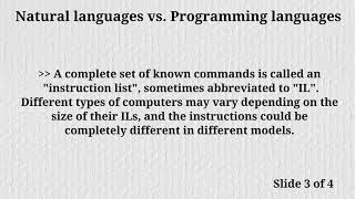 PEP Module 1 Video 2: Natural Language vs. Programming Language