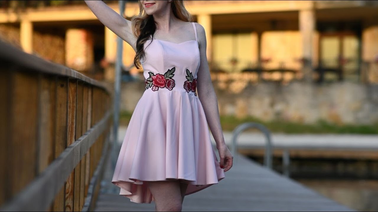Tutorial różowa sukienka z naszywkami różami 🌹